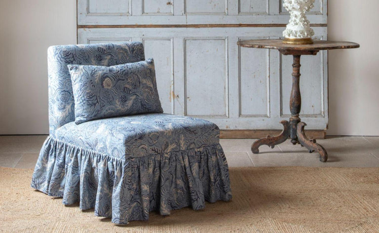Hendal Slipper Chair | Upholstered Ruffled Skirt
