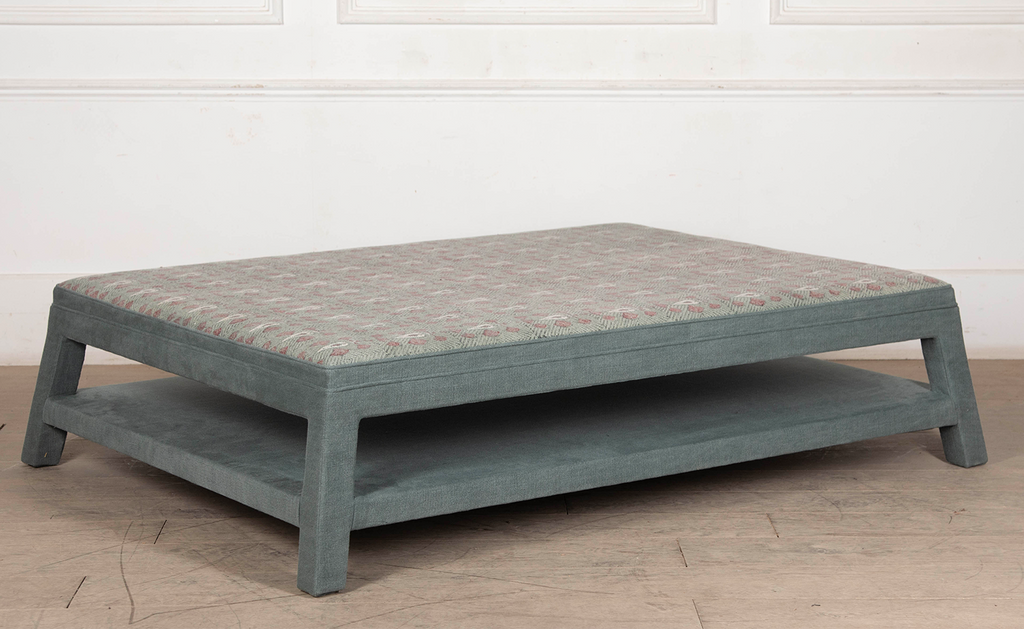 Gray tufted ottoman coffee table deals